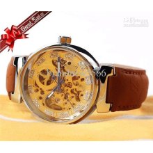 Hot~ Men's Automatic Watches Men's Watch Hollow Watches Leather Belt