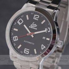 Hot Trendy Fantastic Men Calendar Clock Auto Mechanical Steel Analog Wrist Watch