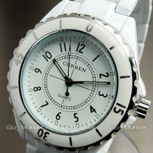 Hours Clock Dial Best Ladies Fashion Ceramic-white Steel Wrist Watch Wh007-b