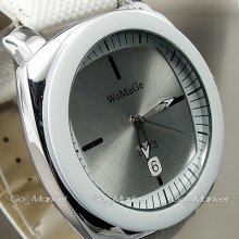 Hours Clock Water Dial Hand White Modern Fashion Leather Wristwatch Wa015