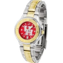 Houston Cougars Ladies Stainless Steel and Gold Tone Watch