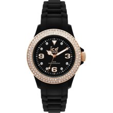 Ice-Watch Women's Stone ST.BK.S.S.09 Black Silicone Quartz Watch with Black Dial