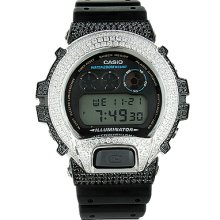 Iced Out G-Shock Watch with White and Black Crystals DW-6900