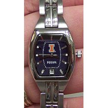 Illinois Illini Fossil Ladies Cushion Date Watch Li3017