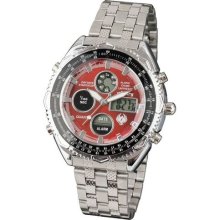 Infantry Digital Analog Dual Red Men's Wrist Watch Backlight Chronograph Steel