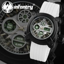 Infantry Mens Sports Chronograph Army Quartz Stop Watch Waterproof Rubber Strap