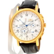 Invicta 10914 Men $2495 Minute Repeater White Gold Dial Black Leather Watch