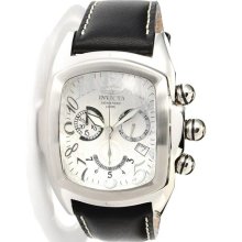 Invicta 13690 Men's Dragon Lupah Silver Dial Leather Strap Chronograph Watch