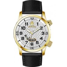 Invicta 13837 Men $395 Specialty Silver Gold Dial Chrono Black Leather Watch