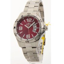 Invicta II Red Dial Stainless Steel Mens Watch 0084