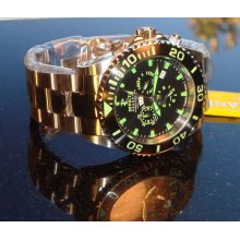 Invicta Men Reserve Grand Diver Swiss Super Lume 1650 Ft Blk/Grn Dial List $1695