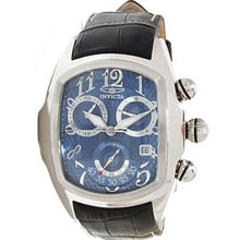 Invicta Men's Lupah Chronograph Stainless Steel Case Leather Bracelet Blue Tone Dial Date Display 13001