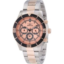 Invicta Mens Specialty Chronograph Rose Dial Black Ip Bezel Two Tone Watch