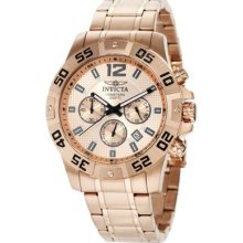 Invicta Mens Specialty Chronograph 18k Rose Gold Plated Stainless Steel Watch