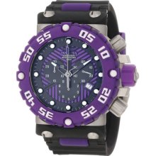 Invicta Men's Stainless Steel Subaqua Nitro Chronograph Quartz Purple Dial Rubber Strap Blue Bezel 10042