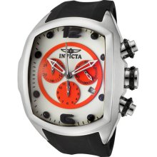 Invicta Men's Stainless Steel Lupah Quartz Chronograph White and Orange Dial Rubber Strap 10063