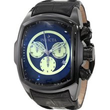 Invicta Men's Stainless Steel Lupah Revolution Chronograph Green and Black Tone Dial Black Leather Strap 10285