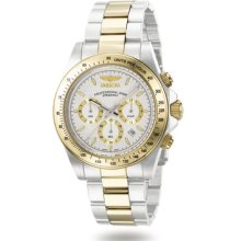 Invicta Mens Two Tone Gold White Dial Speedway Chronograph Watch 9212