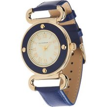 Isaac Mizrahi Live! Vintage Dial Leather Strap Watch - Navy - One Size