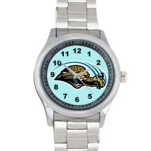 Jacksonville Jaguars logo aqua Style Sport Watch stainless steel band watches - Aqua - Stainless Steel