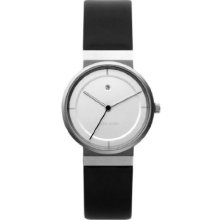 Jacob Jensen Dimension Series Women's Quartz Watch With White Dial Analogue Display And Black Leather Strap 891