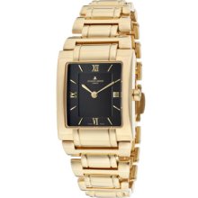 JACQUES LEMANS Watches Women's Black Dial Gold Plated 10 Mic Stainless