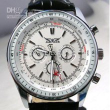 Jaragar Big Dive Luxury Men Leather Watches Mechanical Stainless Whi