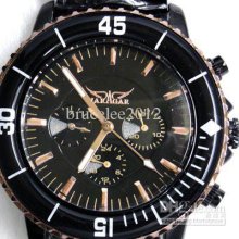 Jaragar Famous Brand Watches Men Mechanical Black Leather Luxury Aut