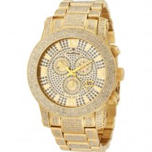 JBW Just Bling Iced Out Men's JB-6235-A Lynx Six Carat Diamond Mother-Of-Pearl 18K Gold Plated Stainless Steel Watch