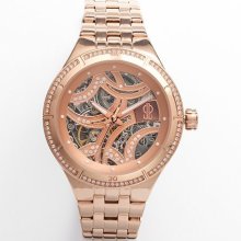 Jennifer Lopez Rose Gold Tone Stainless Steel Crystal Automatic