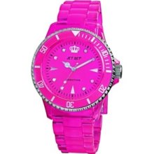 Jet Set Womens Addiction Plastic Watch - Hot Pink Plastic - Pink Dial