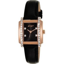 Jet Set Womens Shiraz Stainless Watch - Black Leather Strap - Black Dial - JETJ6494R-267