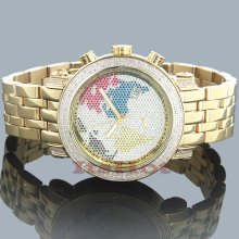 Joe Rodeo Watch - World Map, 2.00ct Yellow Gold Case