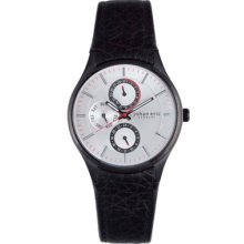 Johan Eric Watches Men's Streur Silver Dial Black Leather Black Leath