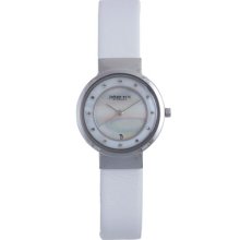 Johan Eric Watches Women's Arhus Mother of Pearl Dial White Leather W