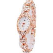 JW 3222 Vogue Water-proof Flower Design Band Rhinestone Metal Quartz