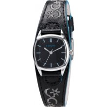 Kahuna Kls-0197l Ladies Black Floral Watch