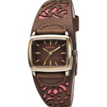 KLS-0220L Kahuna Ladies Brown and Coral Cuff Watch