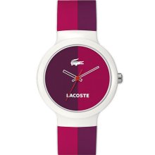 Lacoste 'Goa' Stripe Silicone Strap Watch