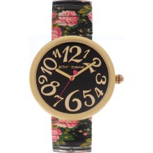 Ladies' Black Floral Expander Watch