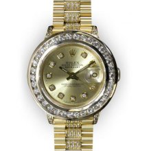 Ladies Champagne Dial 2.0ct Channel Set Bezel Rolex Super President