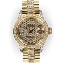 Ladies Champagne Pave Dial Rolex Super President (407)