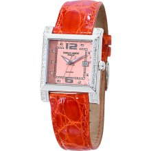 Ladies Charles Hubert 0.42ct. Diamond Leather Peach 29x28mm Dial Watch