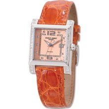 Ladies, Charles Hubert, Diamond & Leather Band, Peach Watch