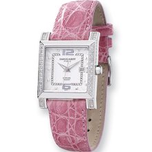 Ladies, Charles Hubert, Diamond & Pink Leather Band Watch