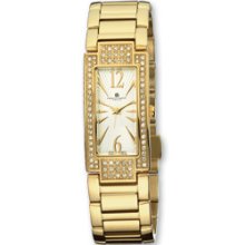 Ladies Charles Hubert Gold-pltd Crystal Wht Dial Watch