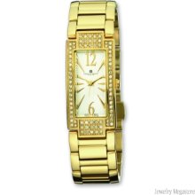 Ladies Charles Hubert Gold-pltd Crystal Wht Dial 21x46mm Watch