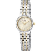 Ladies Citizen Ej6044-51p Quartz Crystal Two Tone Stainless Steel Bracelet Watch