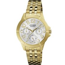 Ladies Citizen Quartz Gold Stainless Multi Function Day Date Watch Ed8102-56a