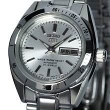 Ladies Seiko 5 Sports Auto Silver Face Stainless Steel Symh05k1